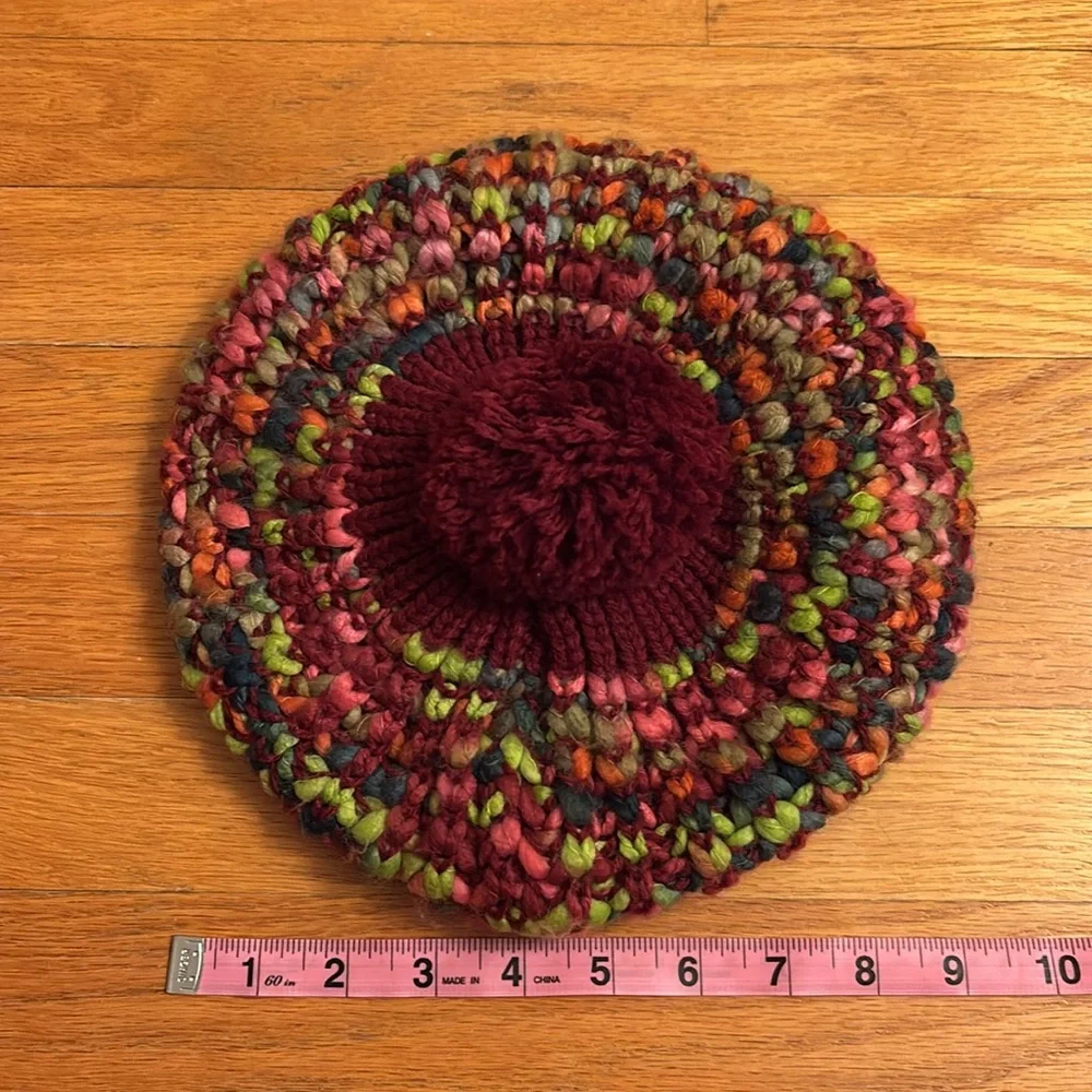 ACE USA Fashion Chunky Knit Pom Pom Beret Hat Alaska Reindeer Multicolored Pink